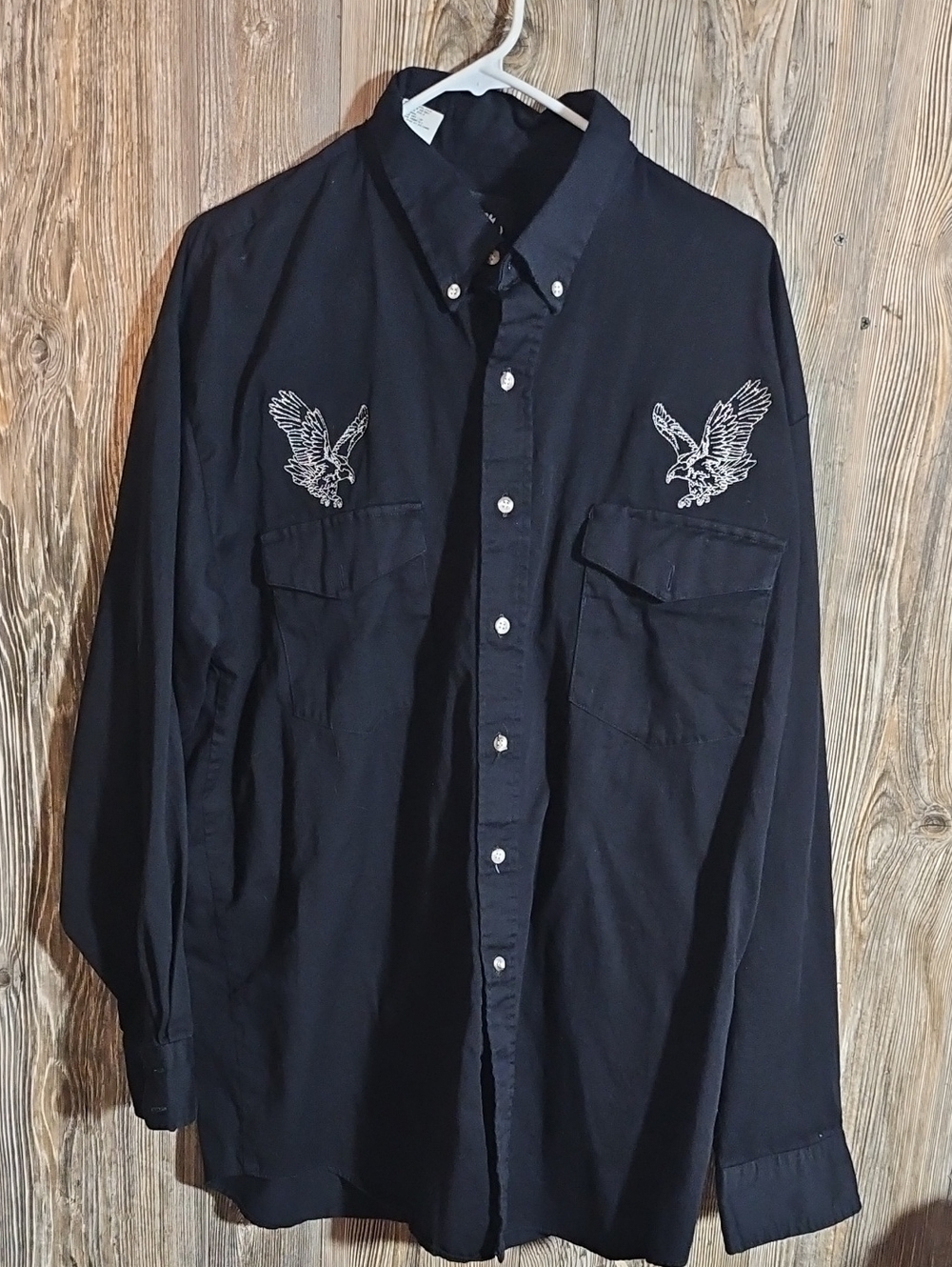 Roper Black Button-Down Shirt with Eagle Embroidery